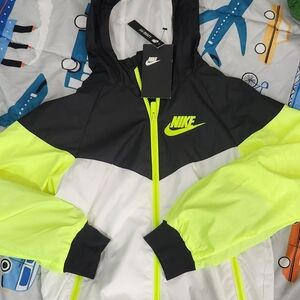 Nike Kids Raincoat - Black, White, Neon Yellow
